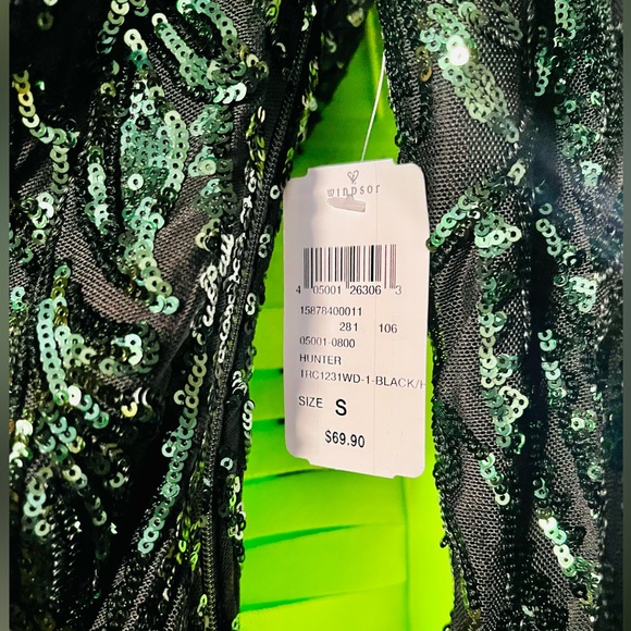 Windsor Hunter Green Long Sleeve Sequin Mini Dress - Picture 8 of 13